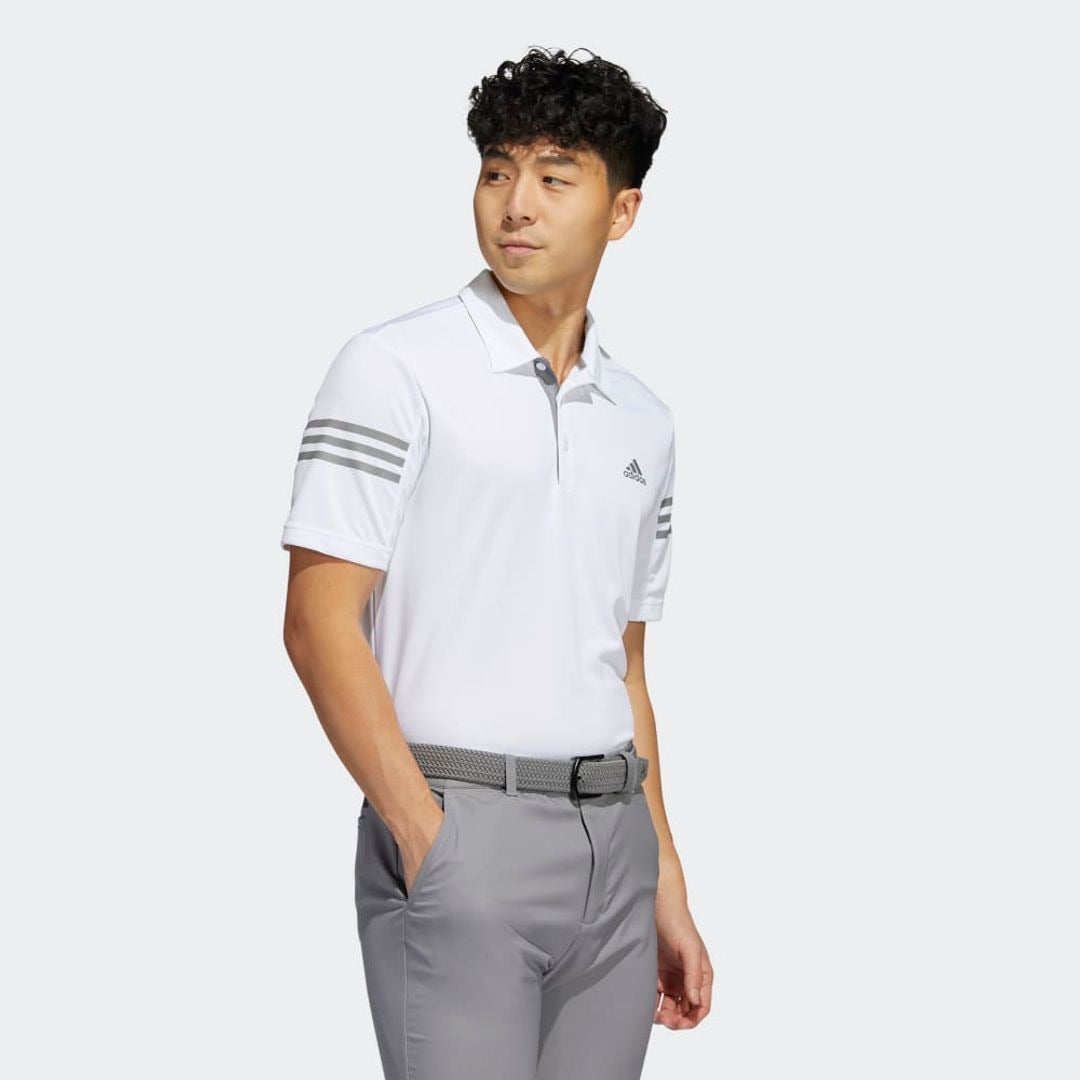 Adidas 3 Stripe Performance Golf Polo Shirt - White