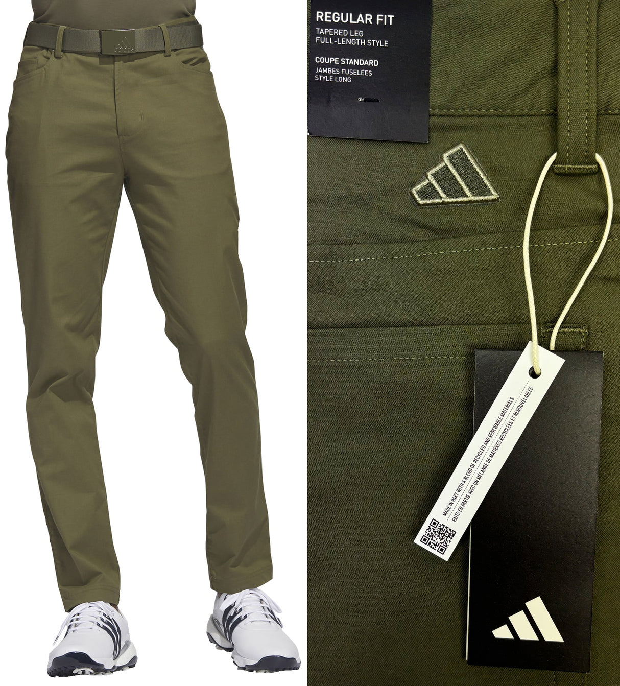 Adidas Golf Go-To 5 Pocket Tapered Golf Trousers - Olive Strata