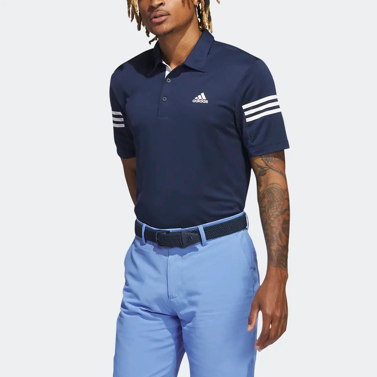 Adidas 3 Stripe Performance Golf Polo Shirt - Navy