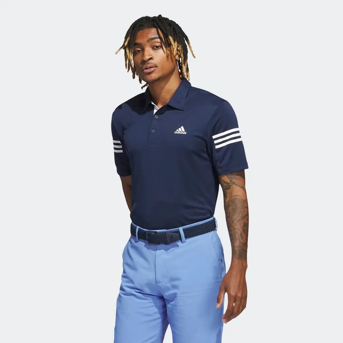 Adidas 3 Stripe Performance Golf Polo Shirt - Navy