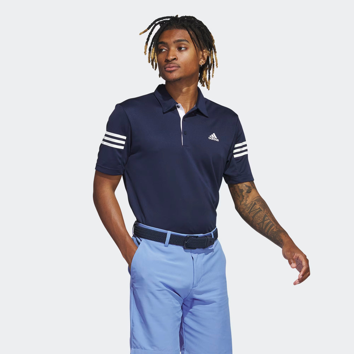 Adidas 3 Stripe Performance Golf Polo Shirt - Navy