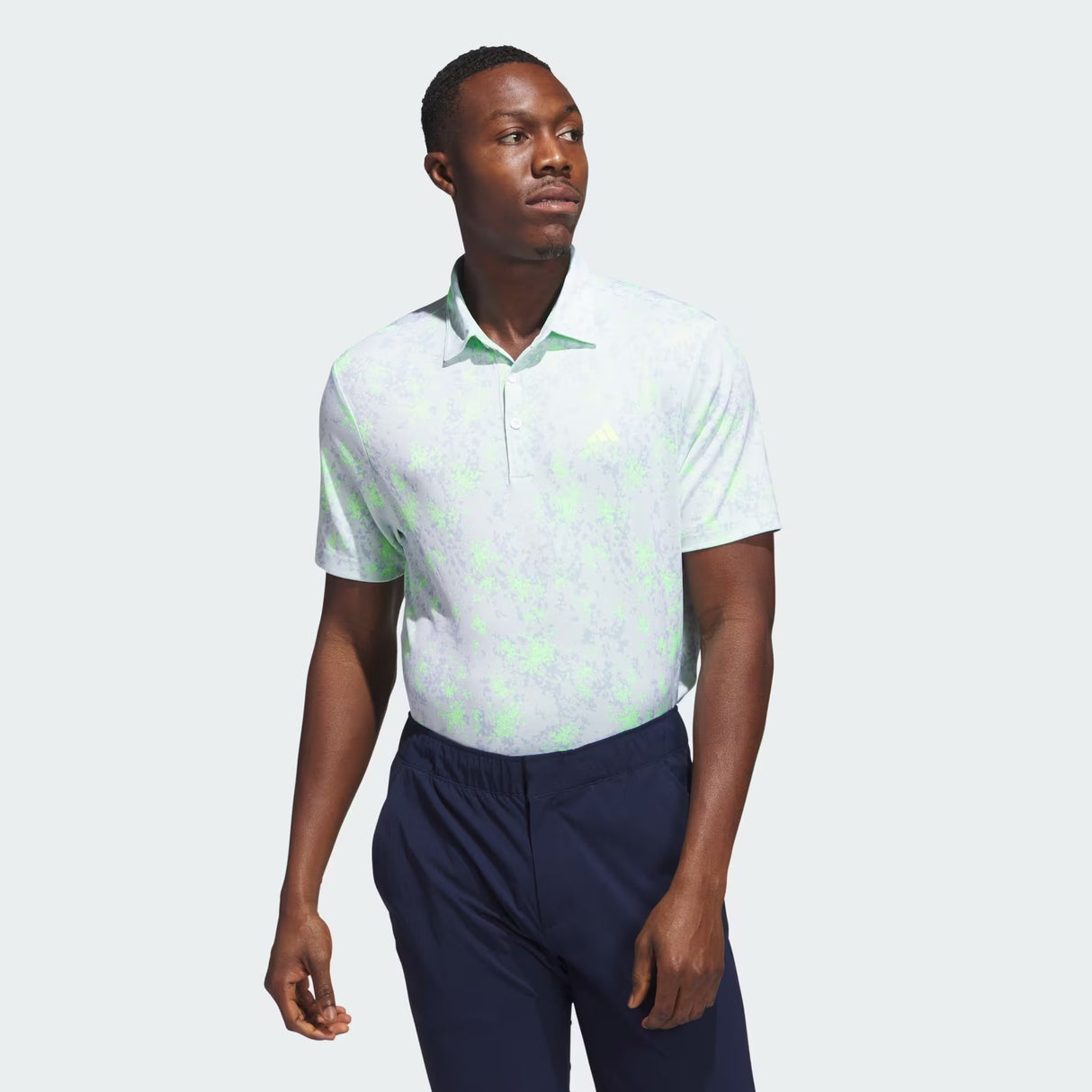 Adidas Burst Jacquard Print Golf Polo Shirt - Lucid Lemon