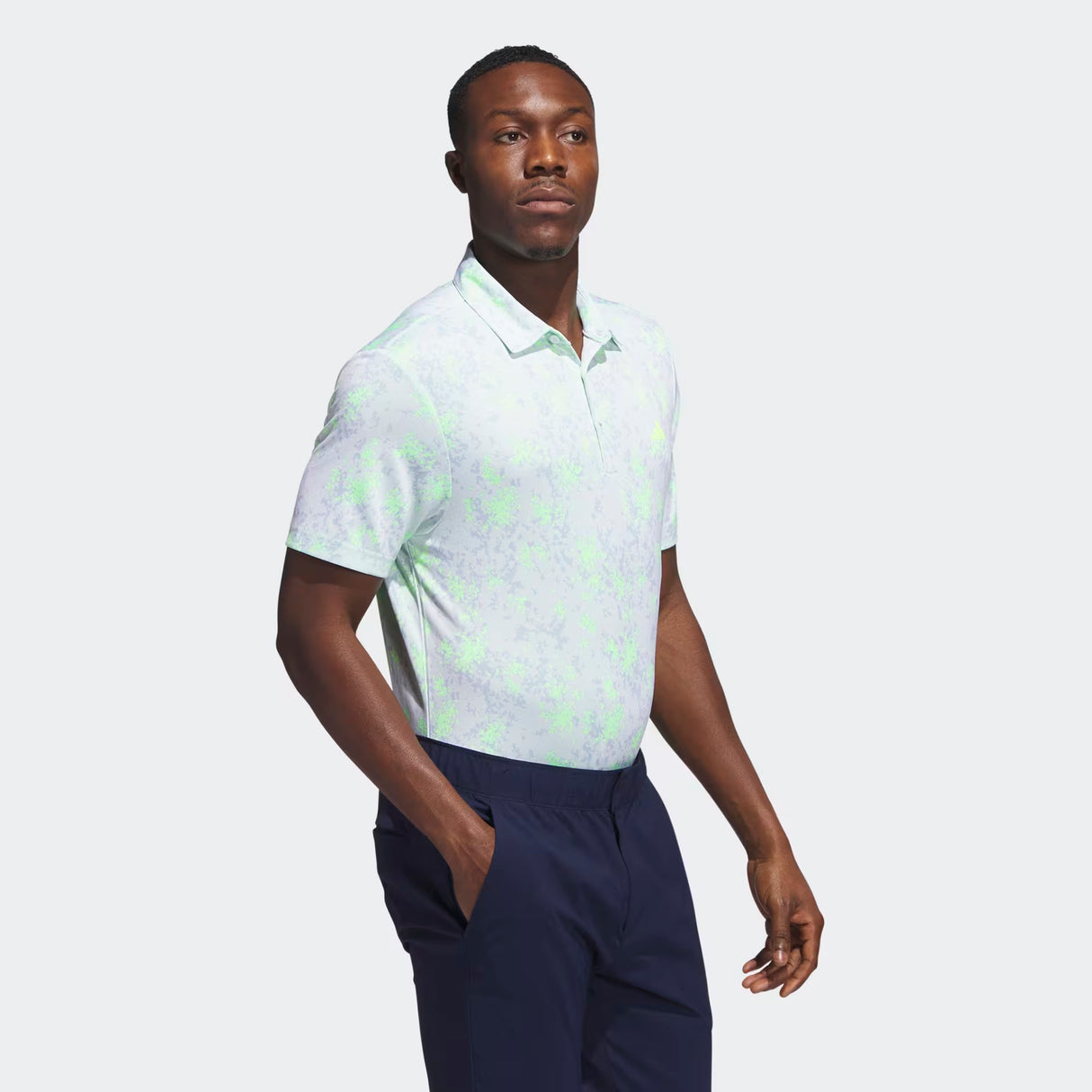 Adidas Burst Jacquard Print Golf Polo Shirt - Lucid Lemon
