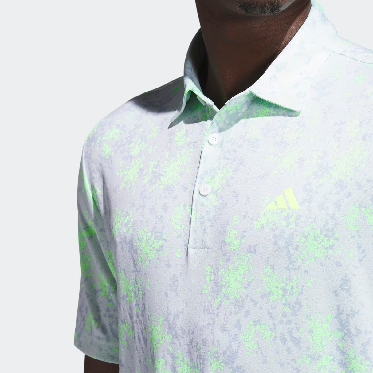 Adidas Burst Jacquard Print Golf Polo Shirt - Lucid Lemon