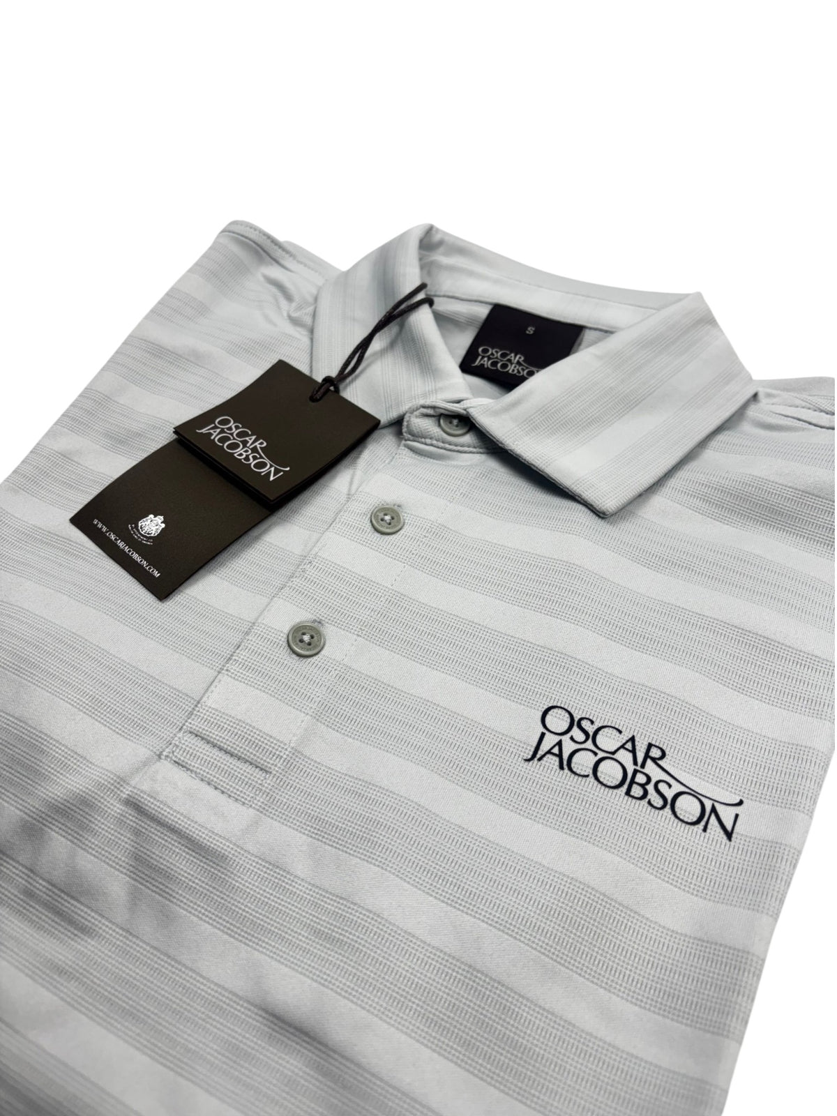Oscar Jacobson Macdonell Tour Texture Stripe Golf Polo Shirt - Lunar Grey