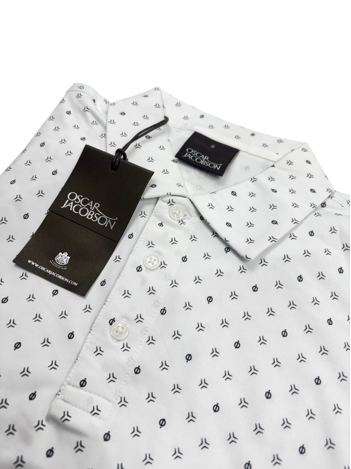Oscar Jacobson Wellington All Over Print Golf Polo Shirt - White
