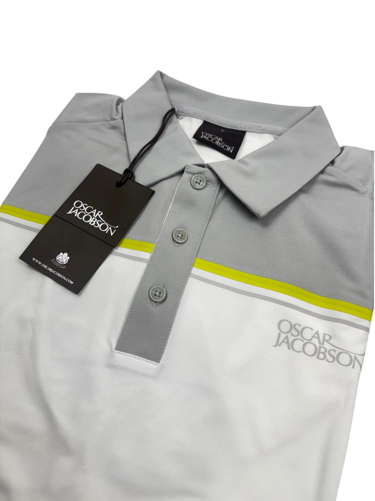 Oscar Jacobson Gilman Tour Colour Block Golf Polo Shirt - Lunar Grey / White