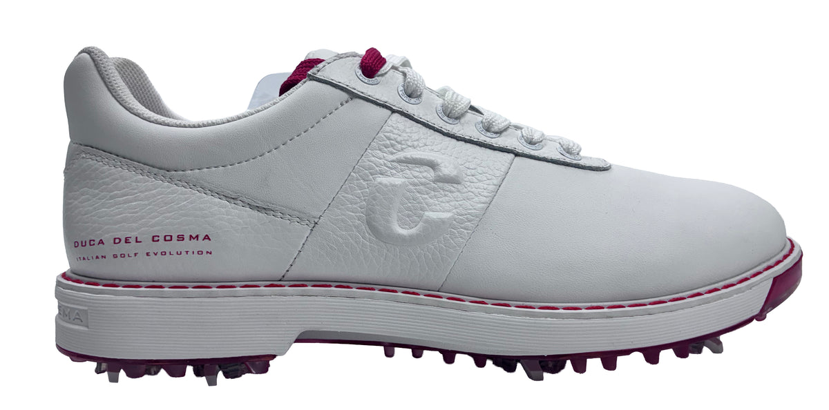 Duca Del Cosma Bosco Pro Spiked Golf Shoes - SAMPLE - White / Red