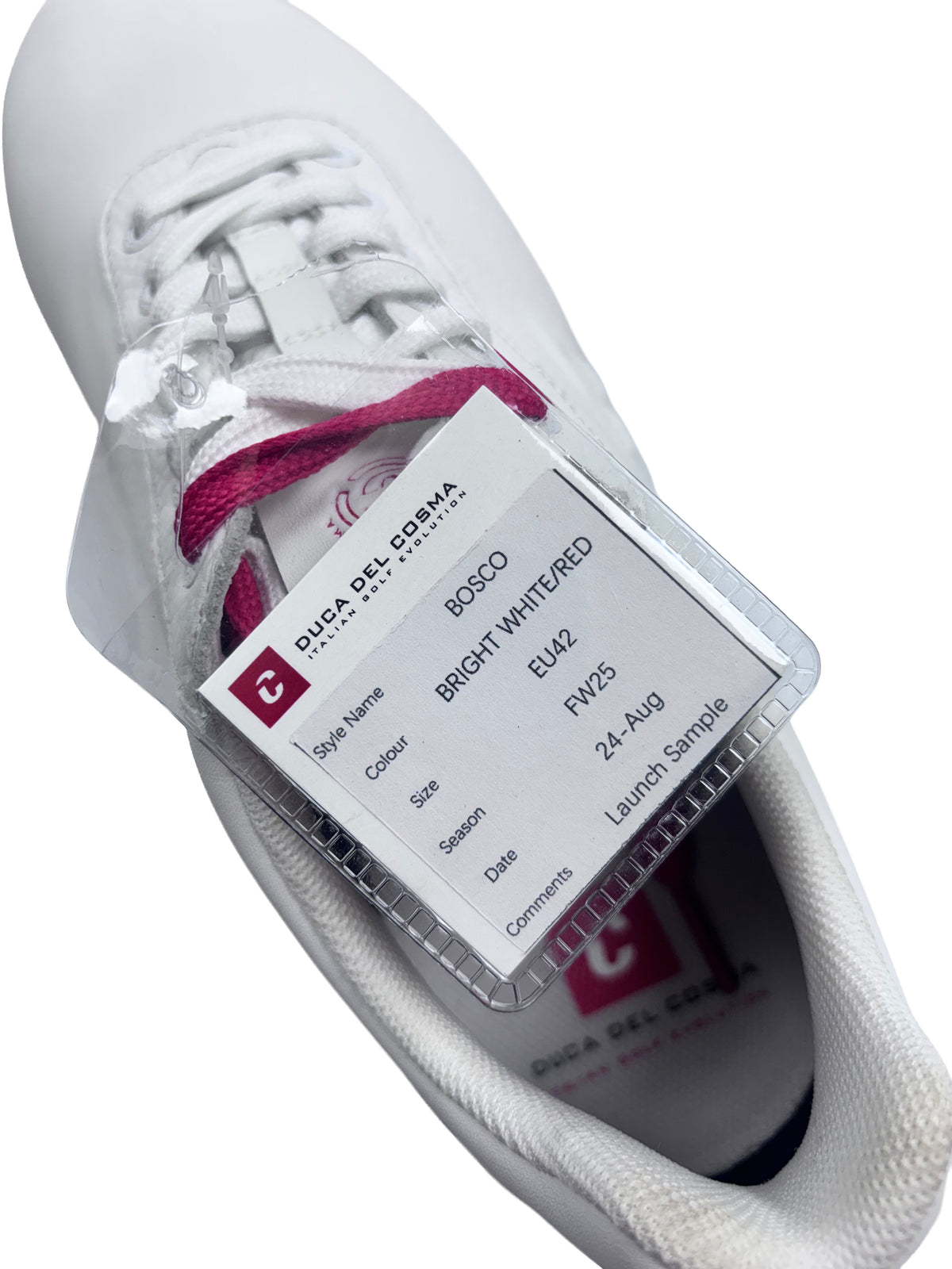 Duca Del Cosma Bosco Pro Spiked Golf Shoes - SAMPLE - White / Red