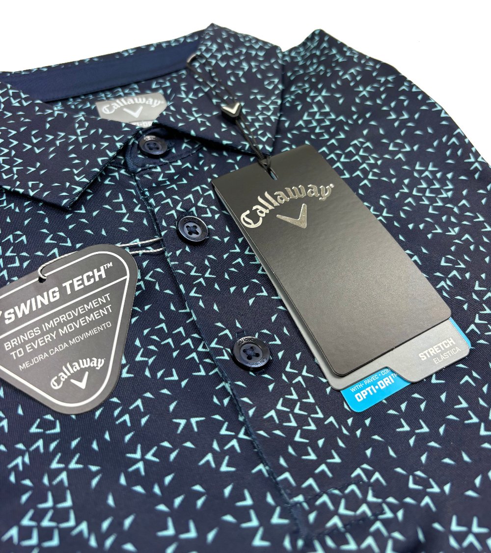 Callaway All Over Chev Print Graphic Polo Shirt - Peacoat Navy