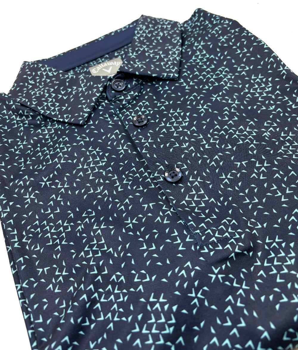 Callaway All Over Chev Print Graphic Polo Shirt - Peacoat Navy