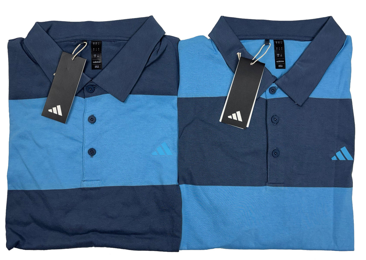 Adidas Golf Wide Stripe Polo Shirt - Blue