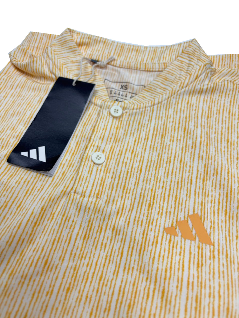 Adidas Blade Neck Sport Stripe Golf Polo Shirt - Yellow