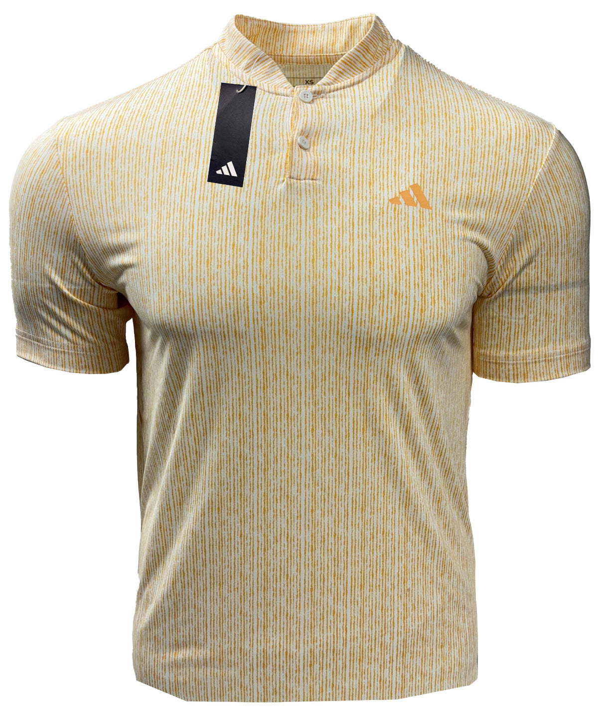 Adidas Blade Neck Sport Stripe Golf Polo Shirt - Yellow