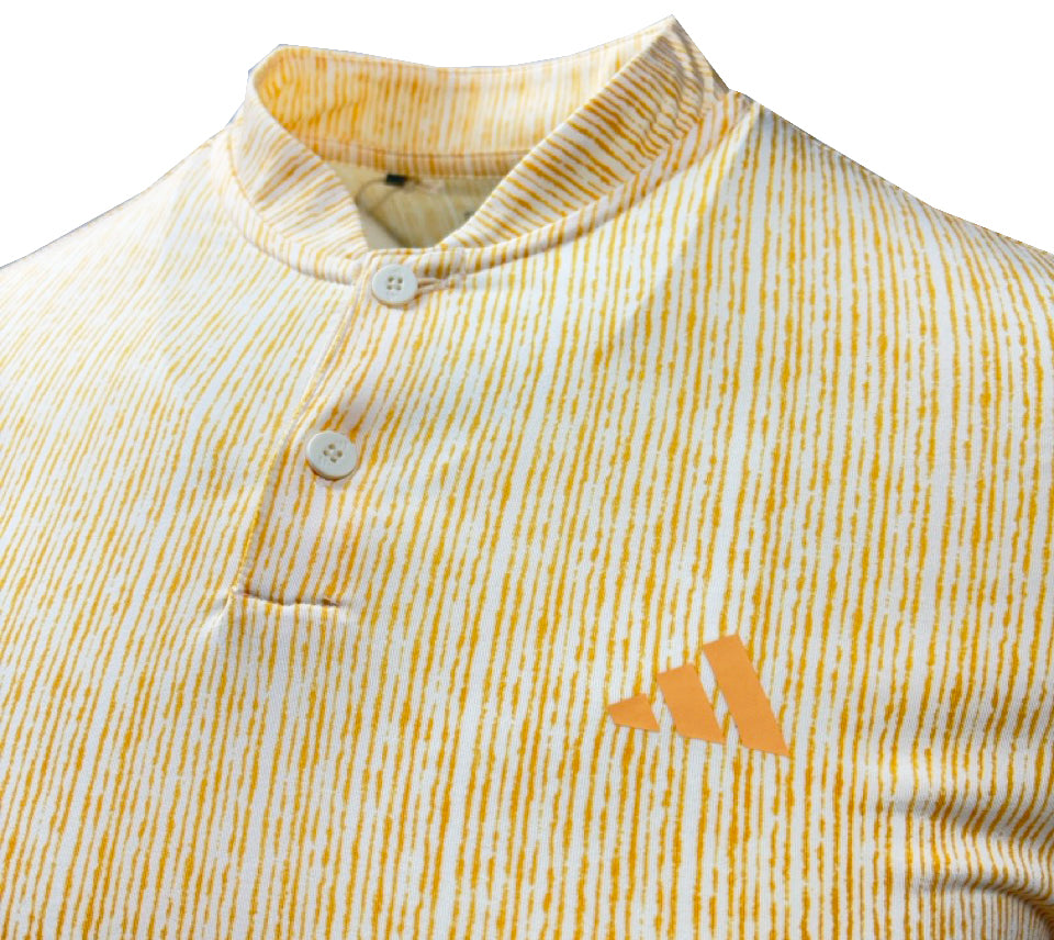 Adidas Blade Neck Sport Stripe Golf Polo Shirt - Yellow