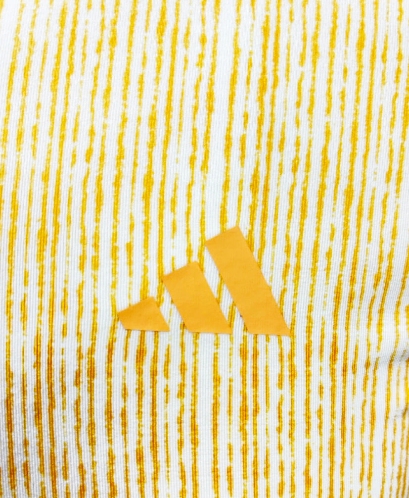 Adidas Blade Neck Sport Stripe Golf Polo Shirt - Yellow