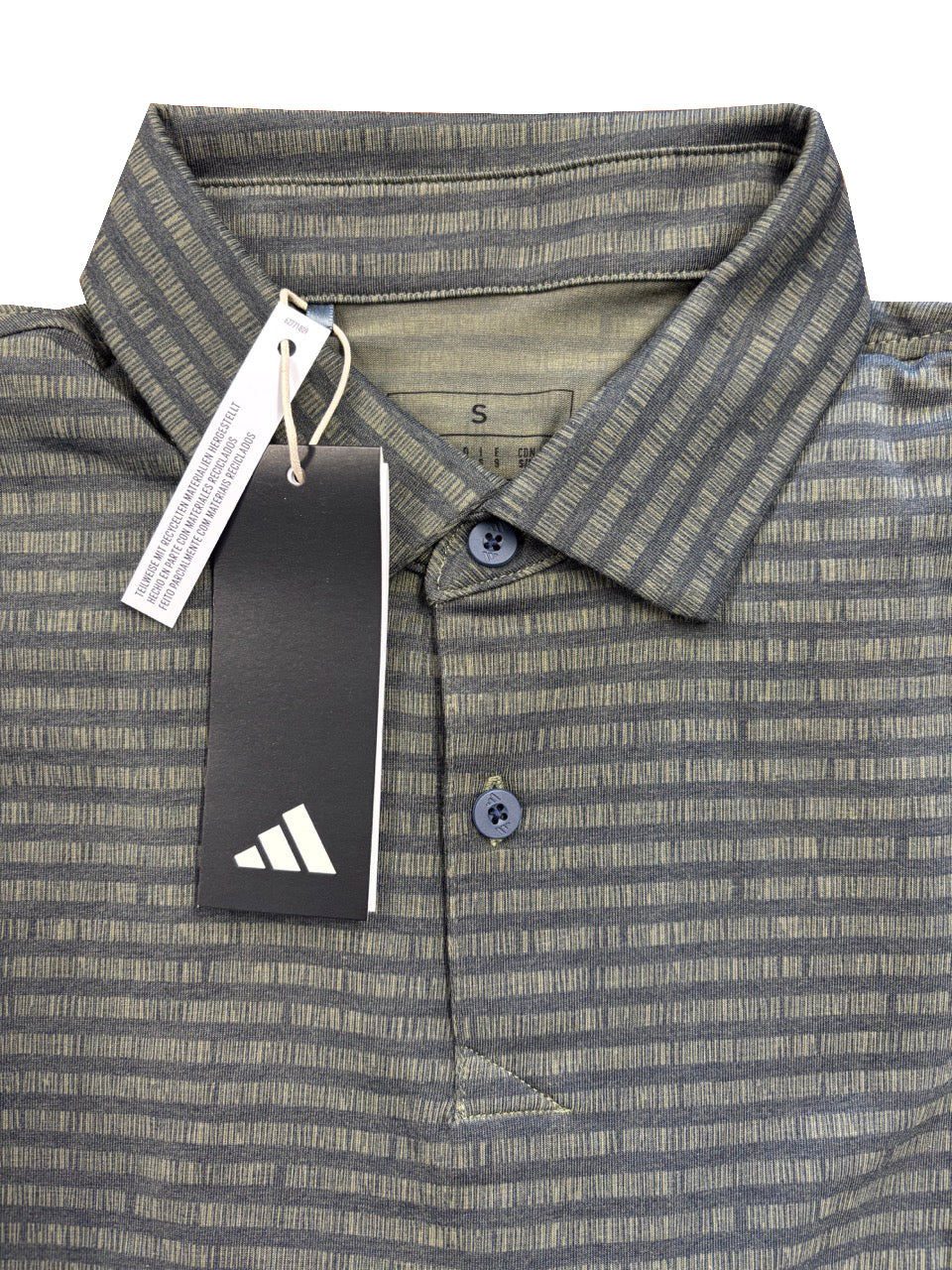 Adidas Go To Stripe Golf Polo Shirt - Dark Green / Navy
