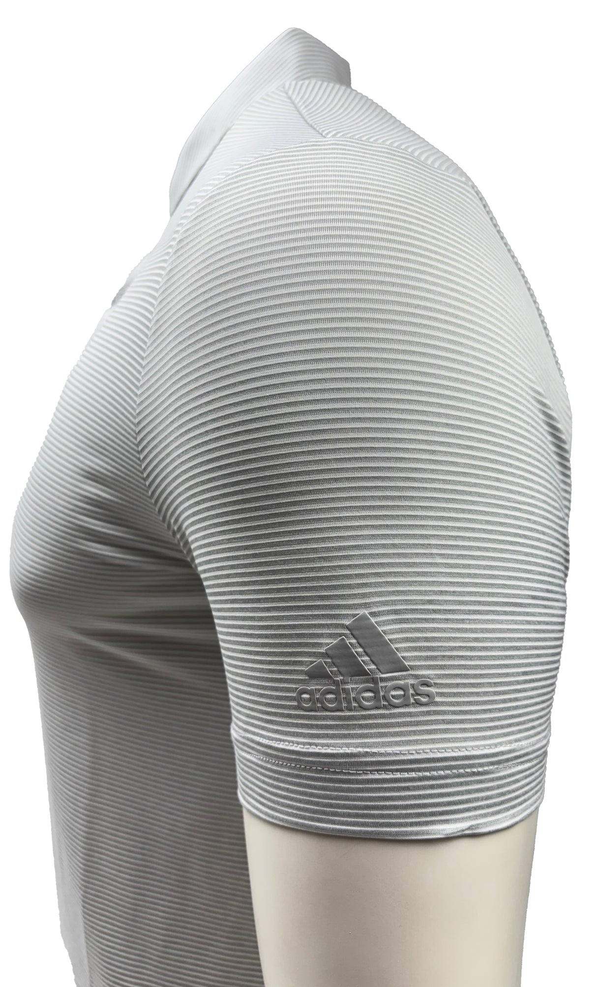 Adidas Ottoman Stripe Golf Polo Shirt - Grey / White
