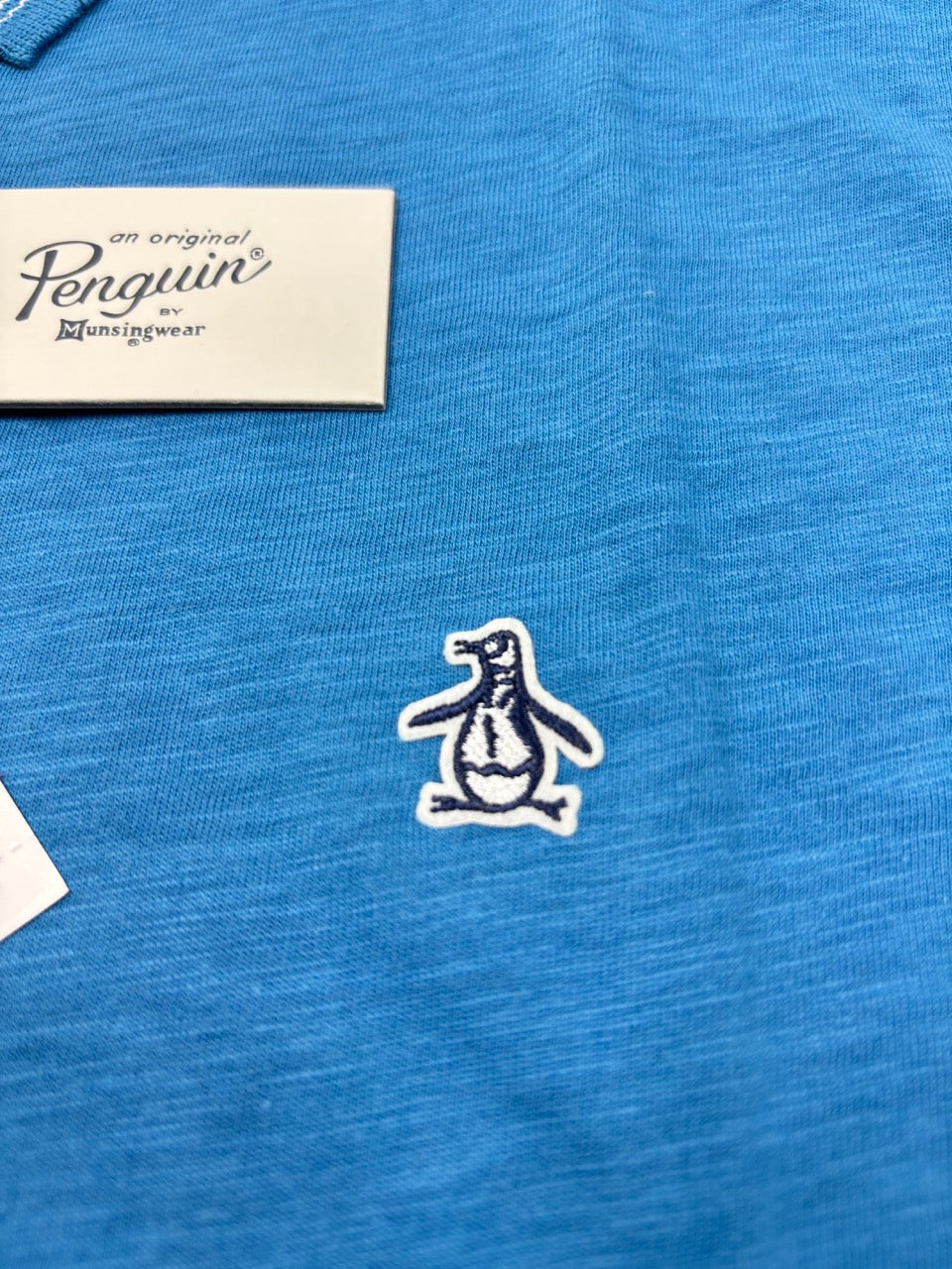 Original Penguin Contrast Collar Heathered Golf Polo Shirt - Vallarta Blue