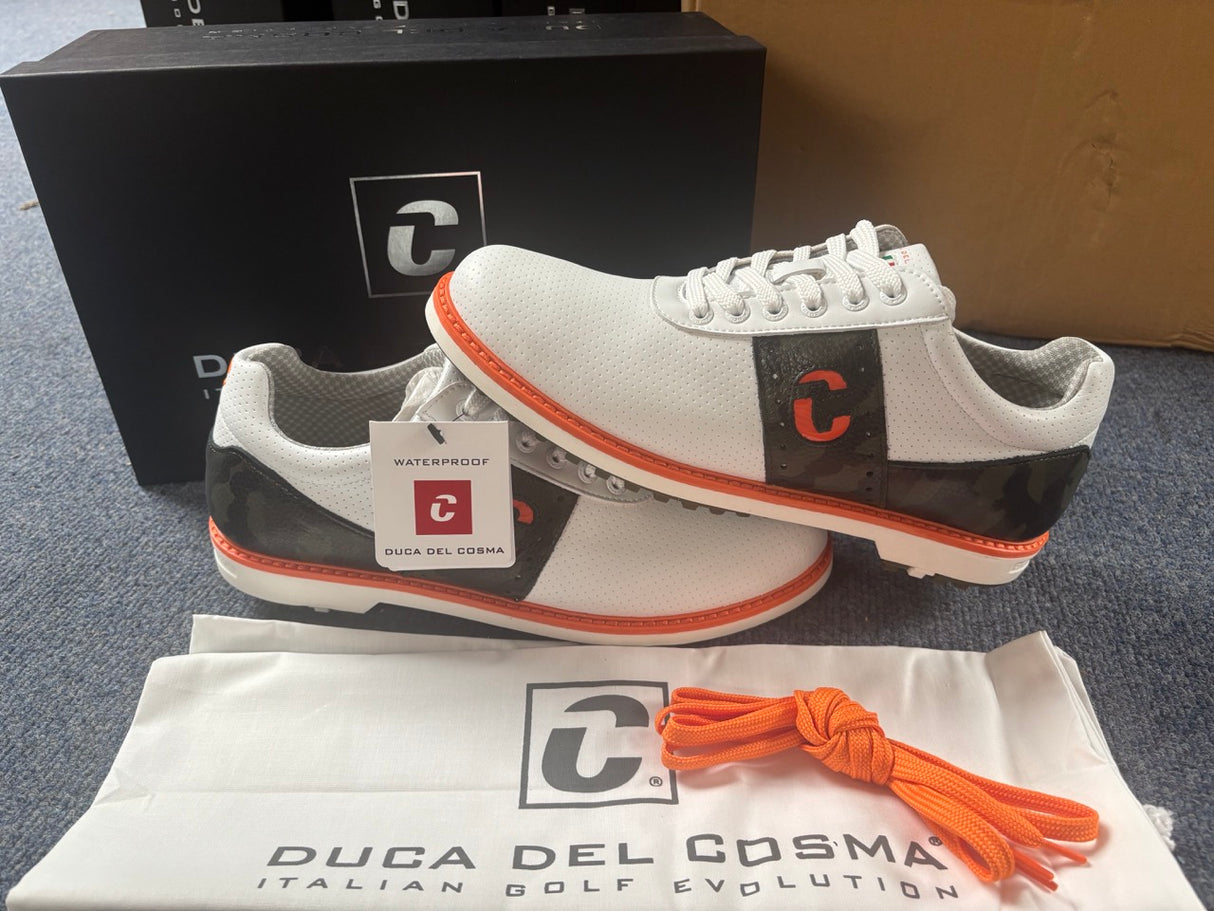 Duca Del Cosma Joost Luiten JL Premium Spikeless Golf Shoes - White / Camo - Handmade in 🇵🇹