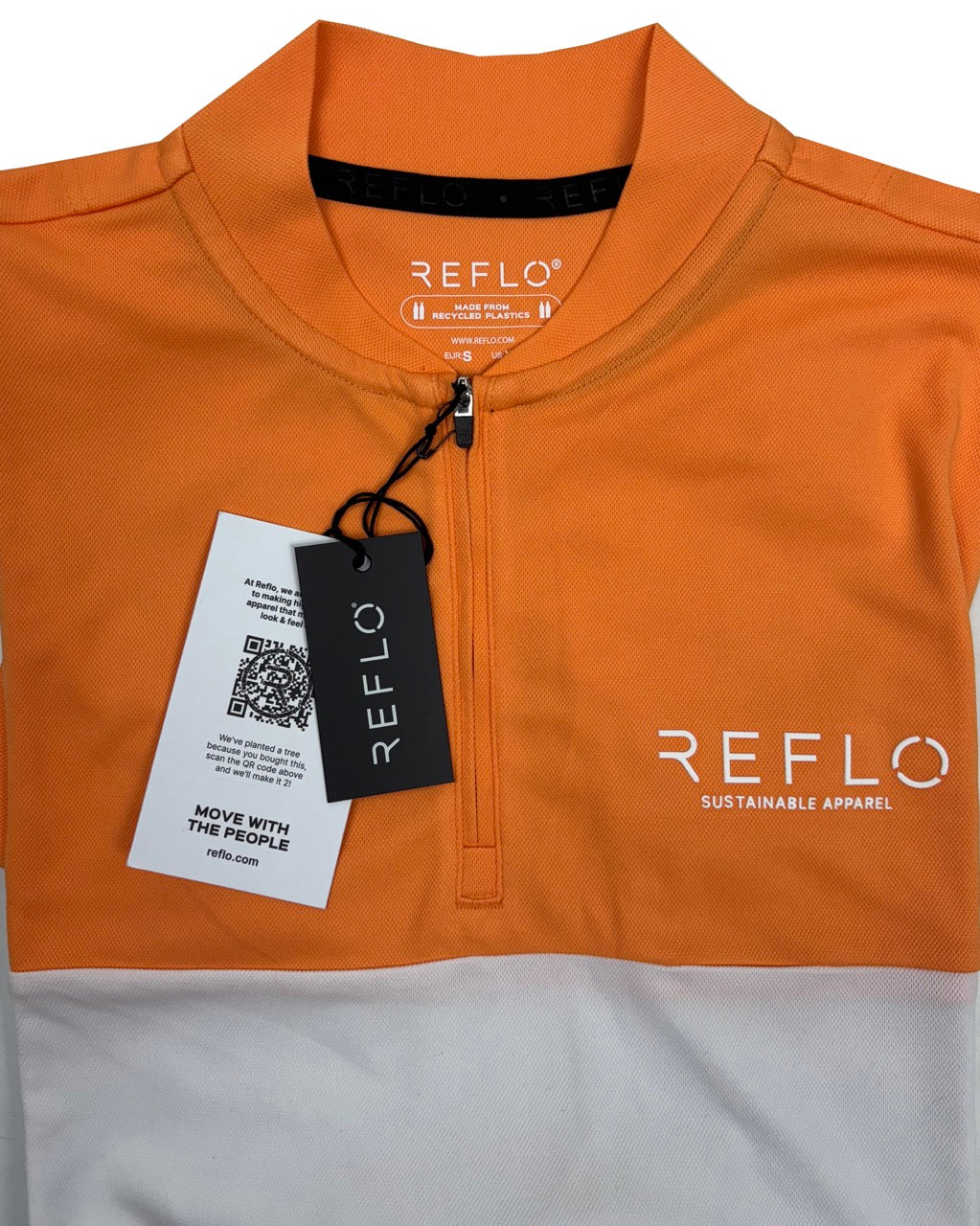 Reflo Tobol 1/4 Zip Blade Neck Golf Polo Shirt - Tangerine / White