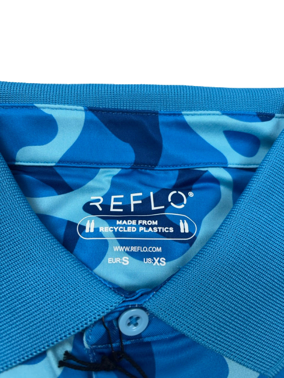 Reflo Powell Graphic Print Golf Polo Shirt - Ocean Blue