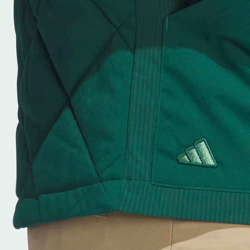 Adidas Go-To Quilted DWR Full Zip Golf Vest - Core Green