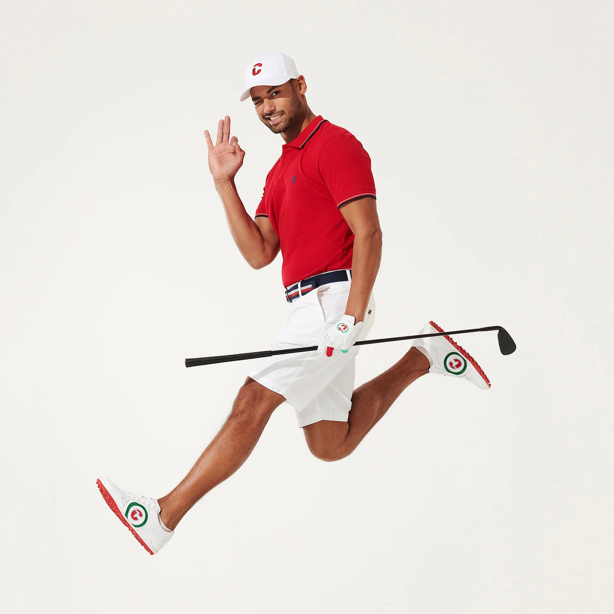 Duca Del Cosma Kuba 2.0 Premium Spikeless Golf Shoes - White / Green / Red - Handmade in 🇵🇹