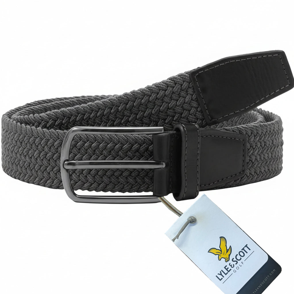 Lyle & Scott Golf Solid Stretch Braided Golf Belt - Rock Grey