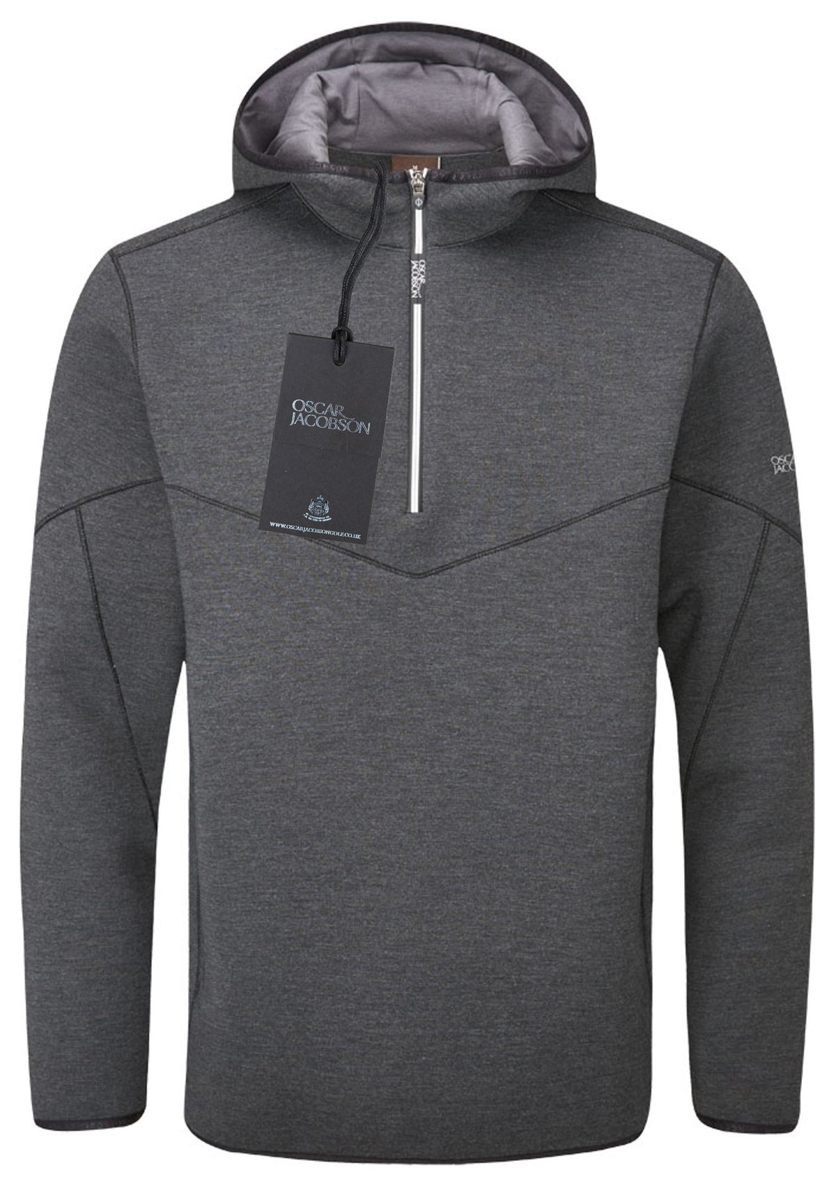 Oscar Jacobson Dayne 1/4 Zip Pullover Golf Hoodie - Black Marl