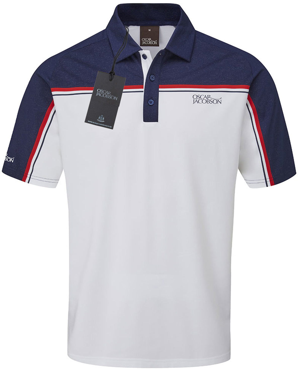 Oscar Jacobson Gilman Tour Colour Block Golf Polo Shirt - Navy / White