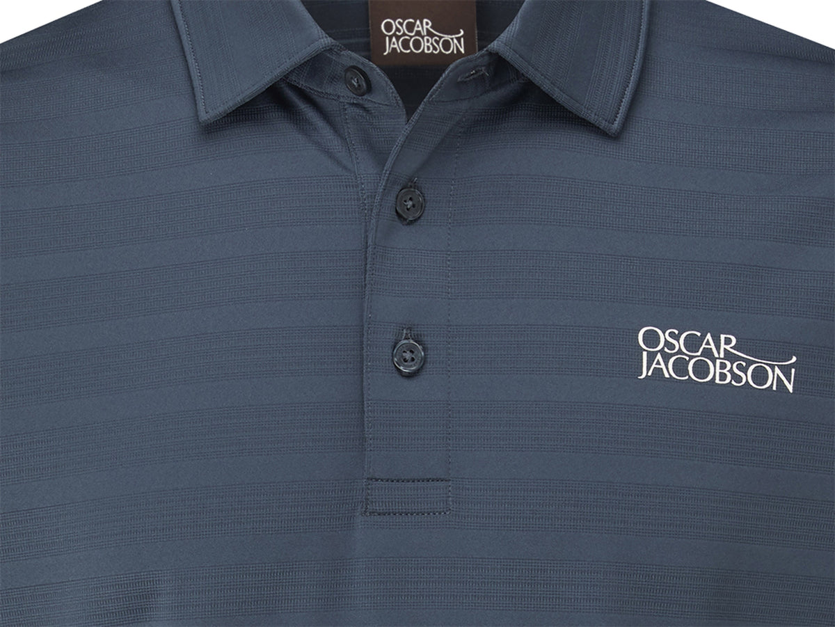 Oscar Jacobson Macdonell Tour Texture Stripe Golf Polo Shirt - China Blue