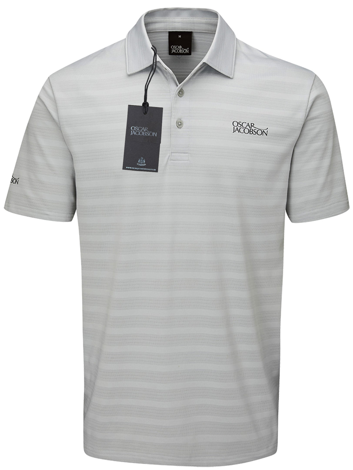 Oscar Jacobson Macdonell Tour Texture Stripe Golf Polo Shirt - Lunar Grey