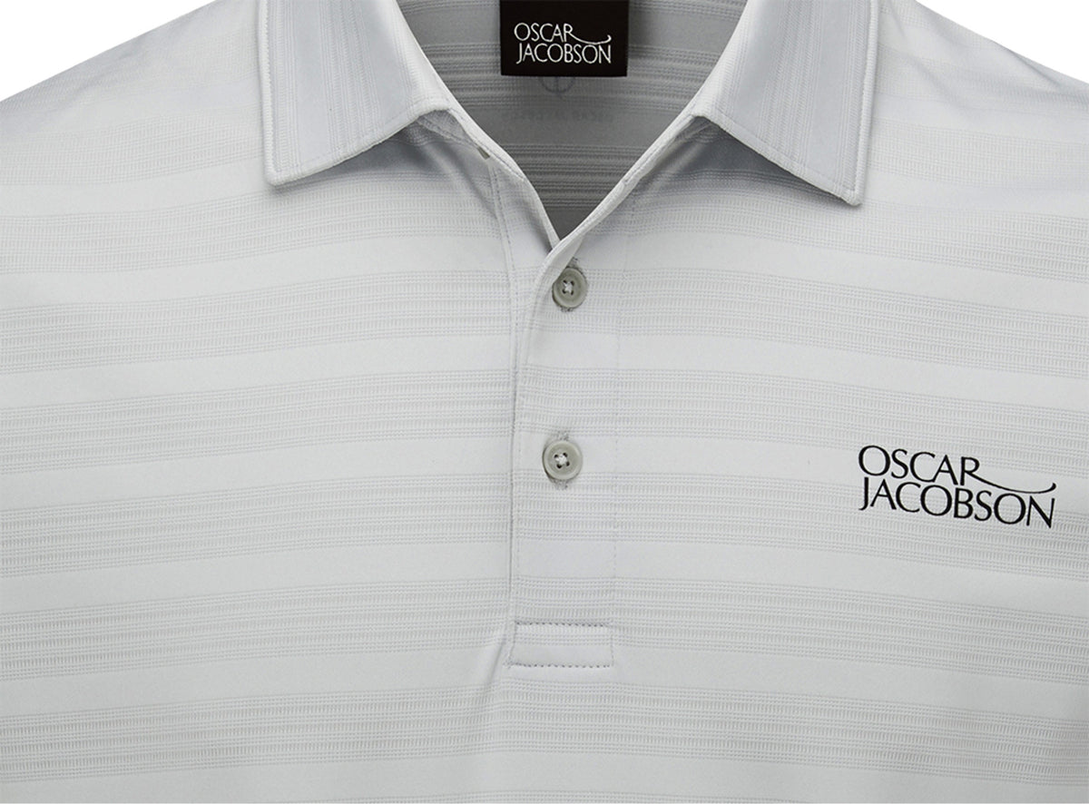 Oscar Jacobson Macdonell Tour Texture Stripe Golf Polo Shirt - Lunar Grey