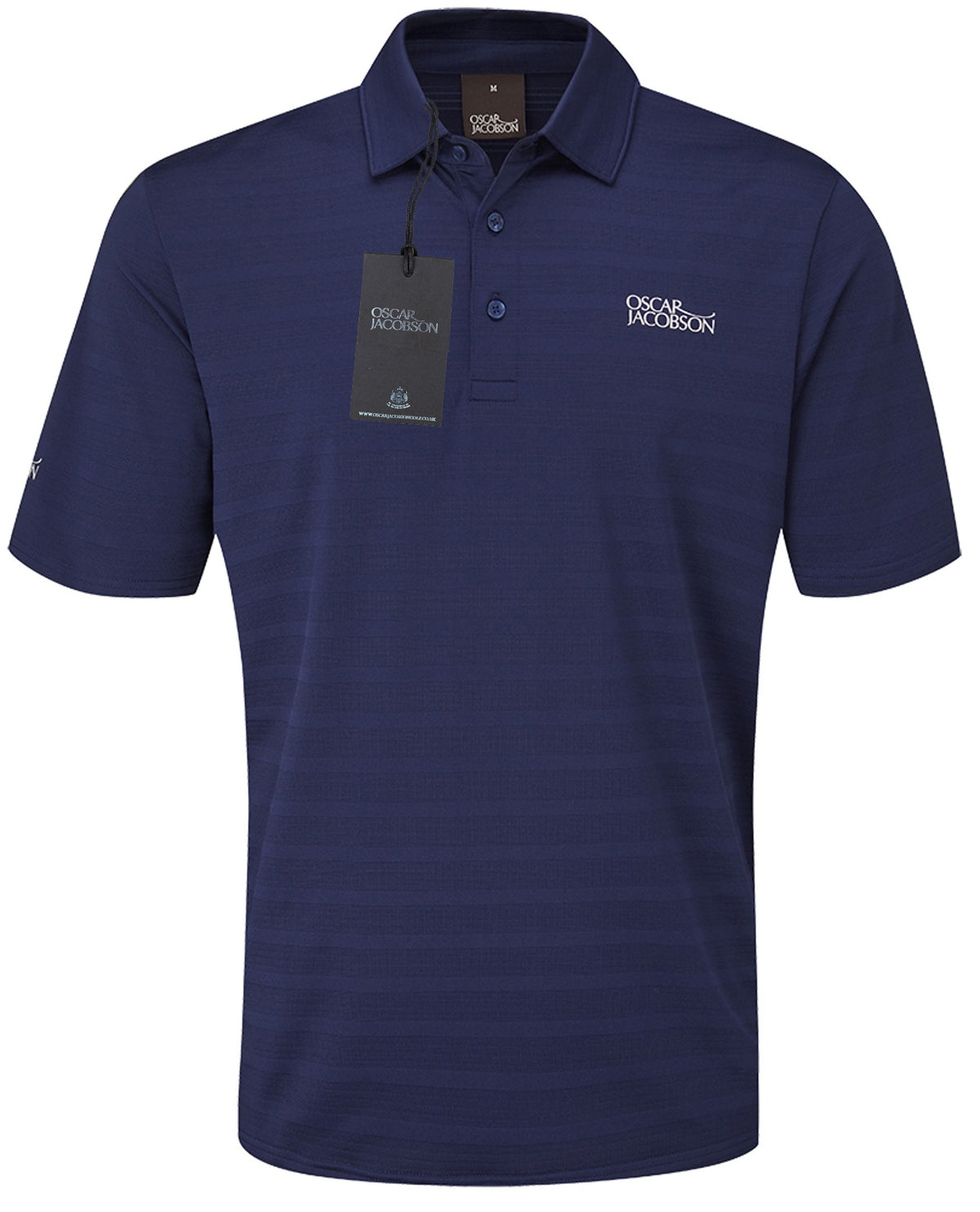 Oscar Jacobson Macdonell Tour Texture Stripe Golf Polo Shirt - Navy