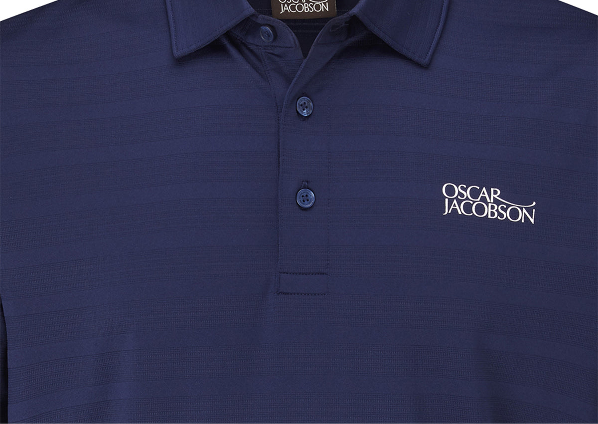 Oscar Jacobson Macdonell Tour Texture Stripe Golf Polo Shirt - Navy