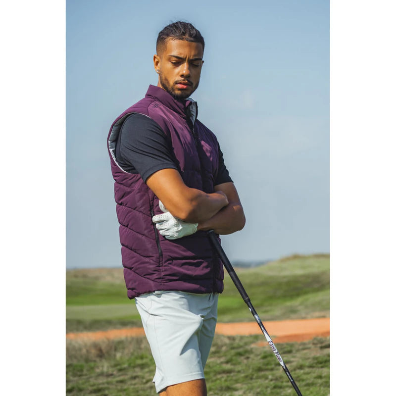 Reflo Flint Reversible Golf Gilet - Maroon / Rock Grey