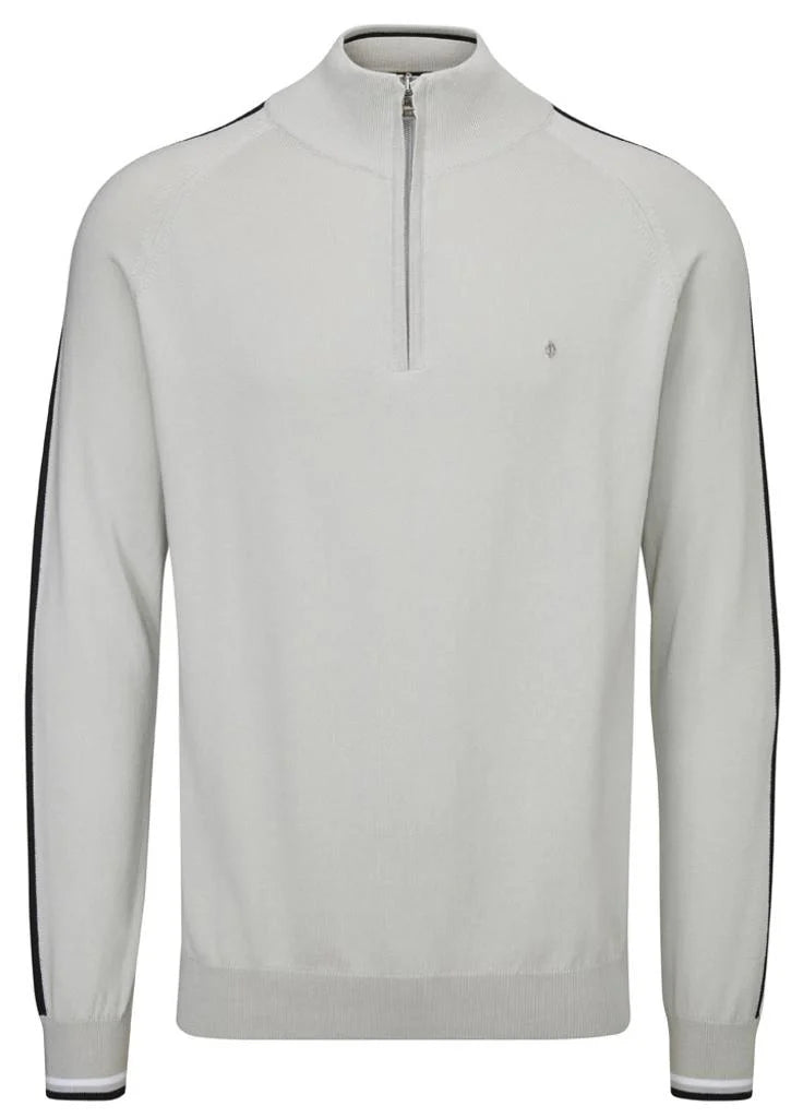 Oscar Jacobson Repton Pin 1/4 Zip Pullover - Lunar Grey - Made in Italy š®š¹