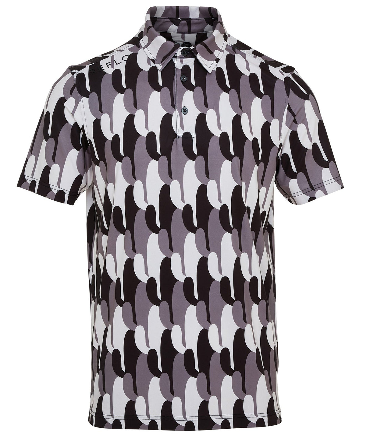 Reflo Spikey Graphic Cactus Print Golf Polo Shirt - Black /Grey