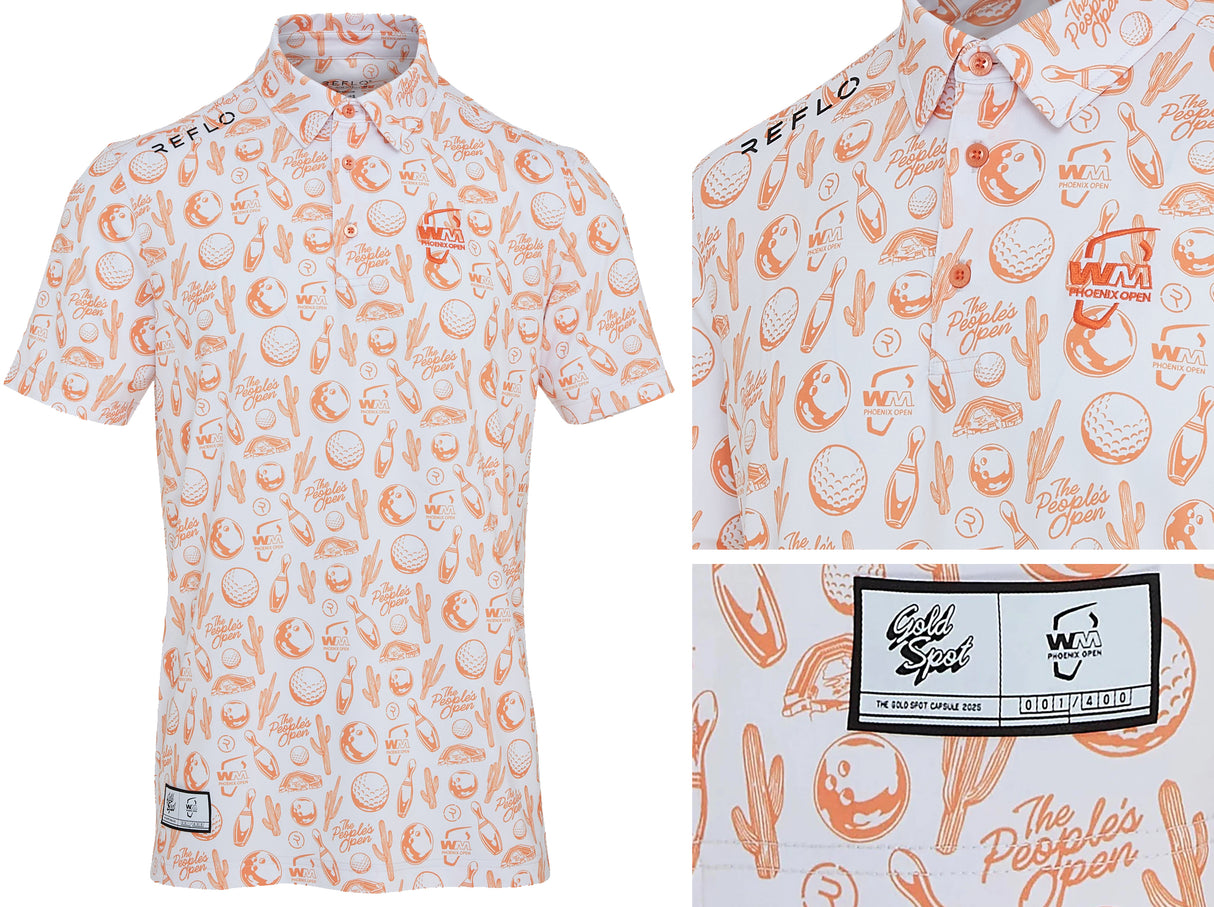 Reflo Strike Graphic LTD Edition Print Golf Polo Shirt - Coral / Red