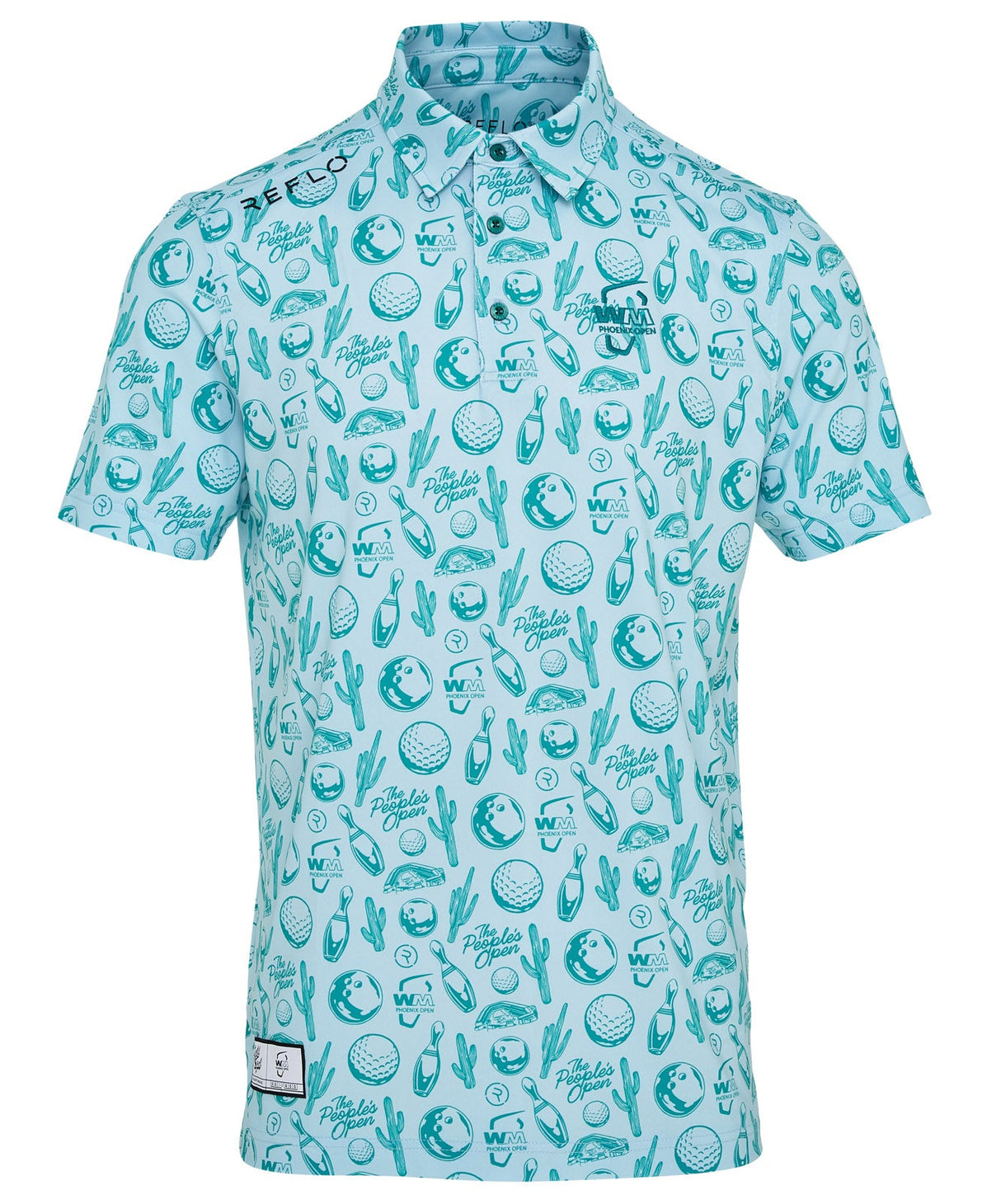 Reflo Strike Graphic LTD Edition Print Golf Polo Shirt - Green / Blue