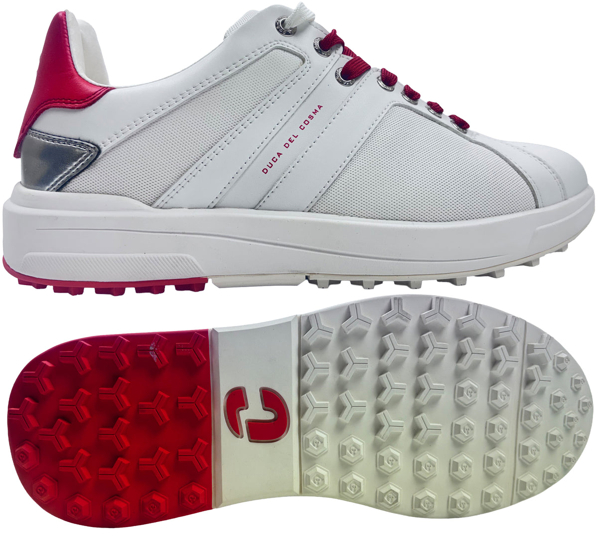 Duca Del Cosma Tesino Spikeless Golf Shoes - SAMPLE - White / Red