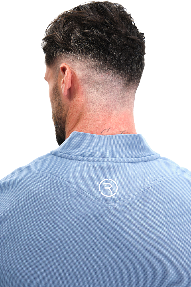 Reflo Tobol Blade Collar Zip Neck Performance Golf Polo Shirt - Coronet Blue / Medieval Blue