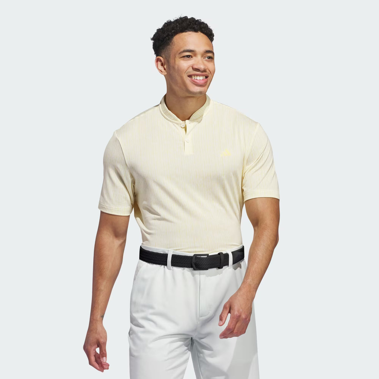 Adidas Blade Neck Sport Stripe Golf Polo Shirt - Yellow