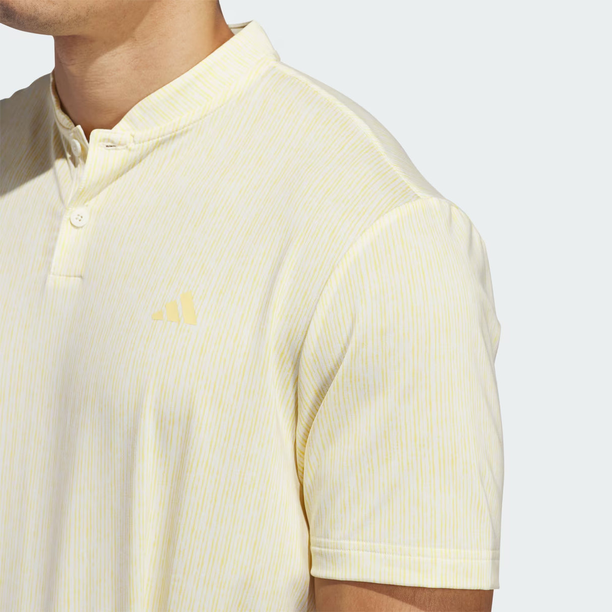 Adidas Blade Neck Sport Stripe Golf Polo Shirt - Yellow
