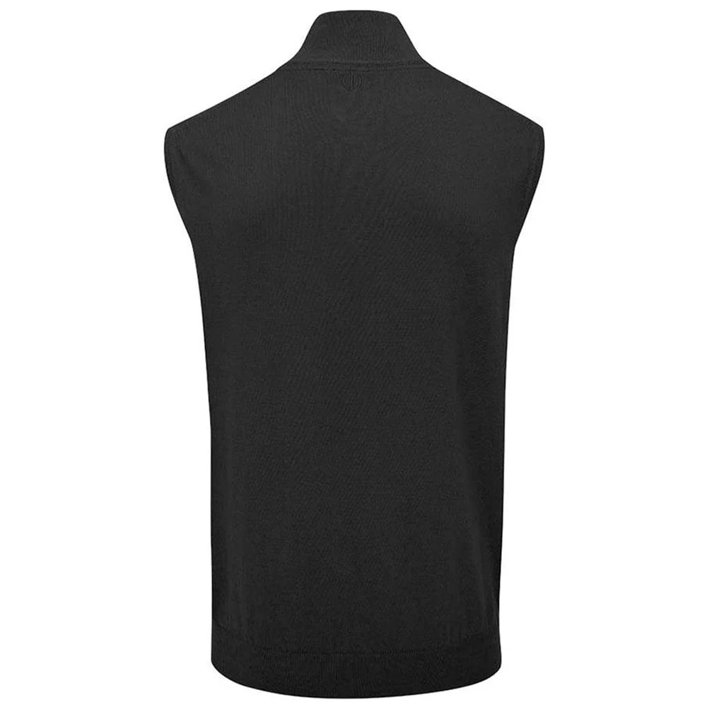 Oscar Jacobson Bob Cotton 1/4 Zip Sleeveless Vest Pullover - Black