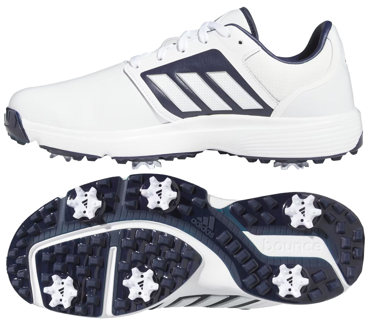 Adidas Bounce 3.0 Golf Shoes - Wide Fit - White / Navy