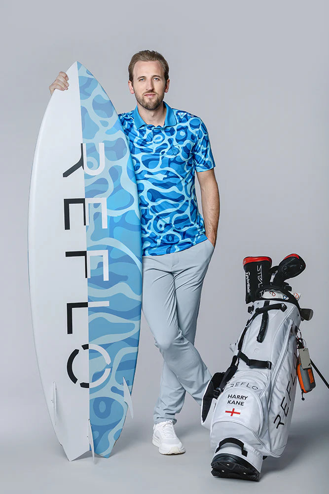 Reflo Powell Graphic Print Golf Polo Shirt - Ocean Blue