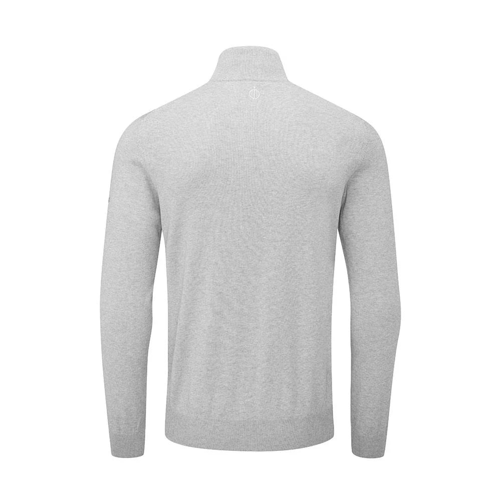 Oscar Jacobson Waldorf Cotton 1/4 Zip Pullover - Light Grey