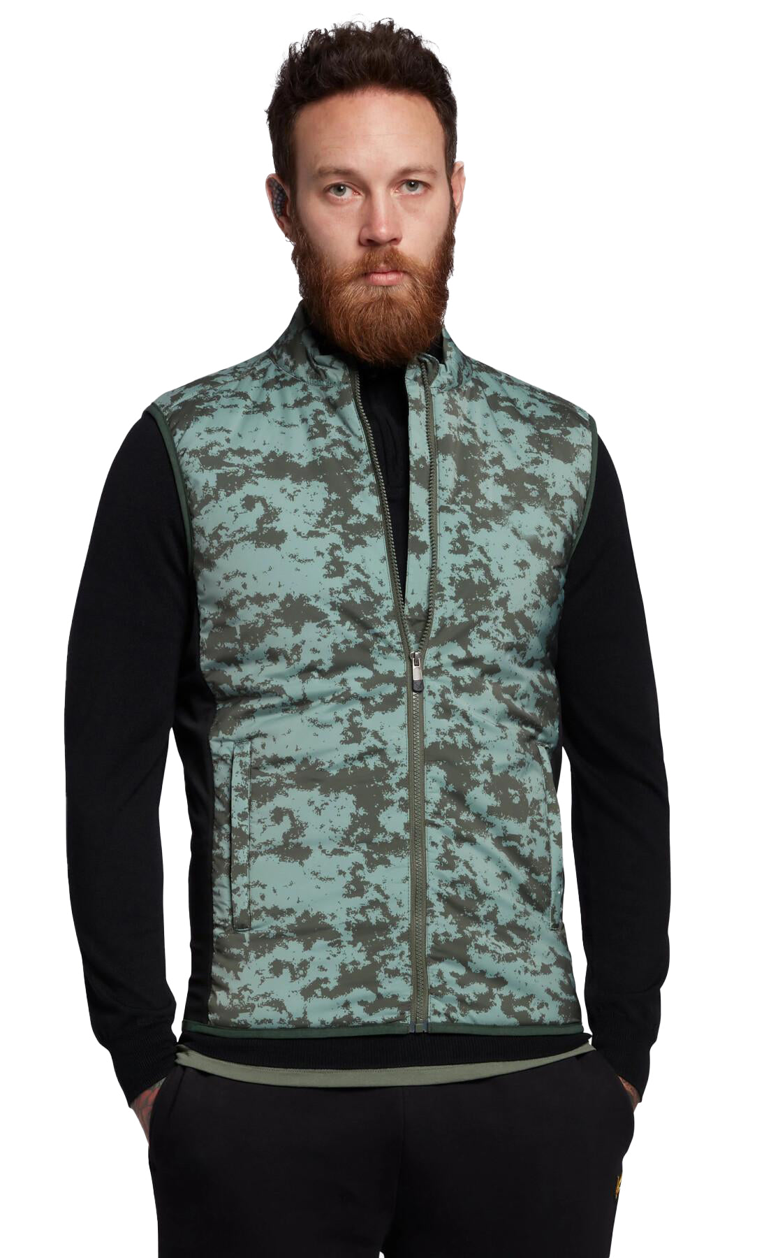 Lyle & Scott Golf Seafoam Print Primaloft Gilet - Cactus Green
